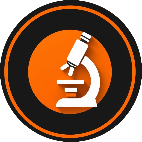 Simple monochromatic microscope icon in orange circle